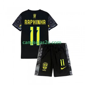 Camisolas de futebol Brasil RAPHINHA 11 Cheist the Redeemer Criança Equipamento Principal 2024 Manga Curta